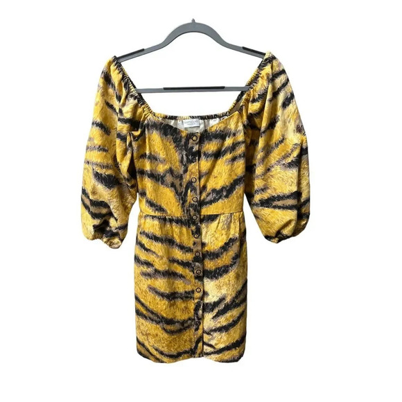 Hofmann Copenhagen Animal Print Mini Dress in Golden Hour - Picture 2 of 8